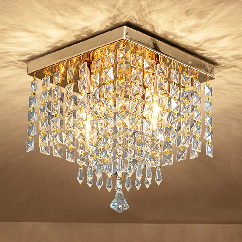 

Luxury Crystal Ceiling Light Hall Corridor Porch Balcony Bedroom Light Modern Surface Mounted Bohemian Style Decoration Lighting