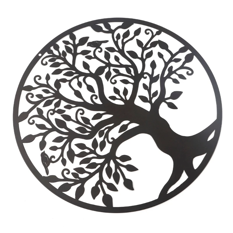 Árvore da Vida com Pássaros Decoração de Parede de Metal Ornamento Pendurado de 11 Polegadas para Varanda Alpendre Casa de