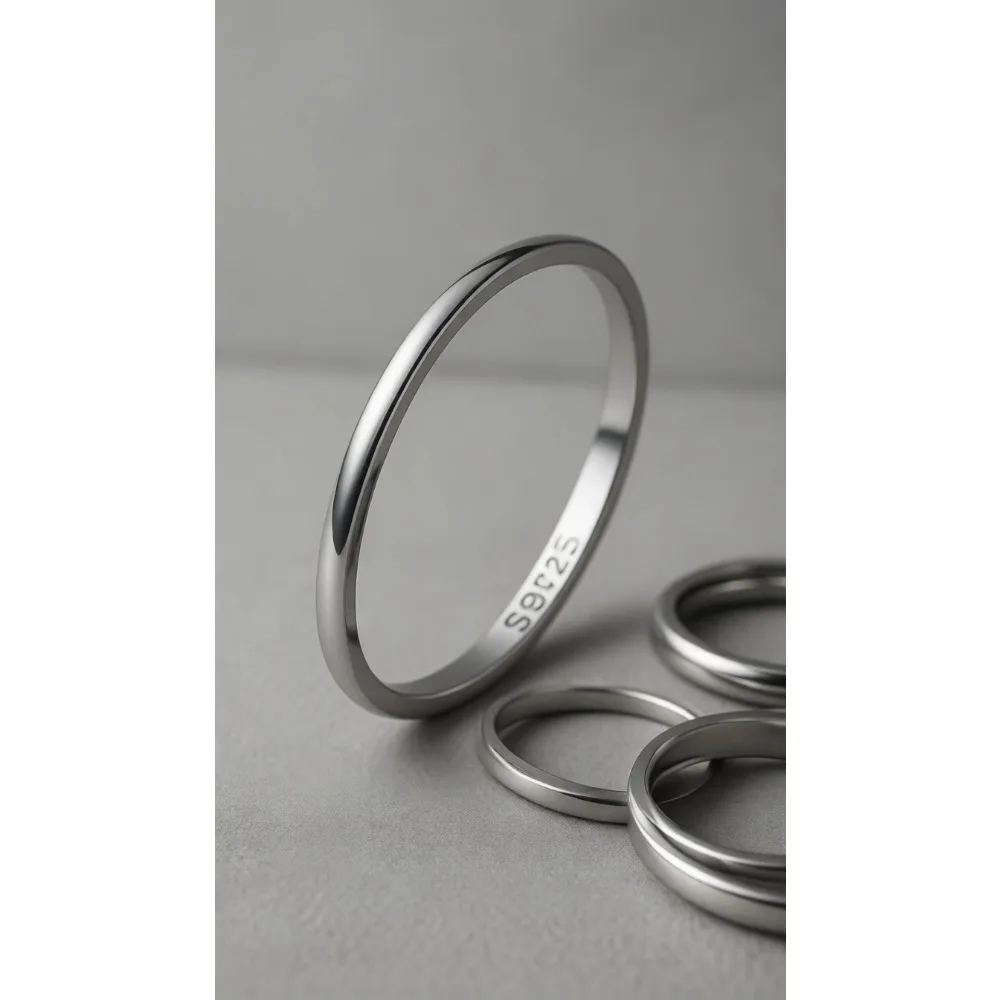 

Кольца из стерлингового серебра 925 пробы для женщин и мужчин, многослойные, с высокой полировкой, удобные, тонкие, 1 мм, 2 мм, 4 мм