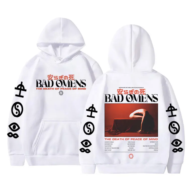 Bad Omens Band THE DEATH OF PEACE OF MIND Music Album Print Hoodie Autumn Winter Men Women Clothes Men's Rock Retro Sweatshirts