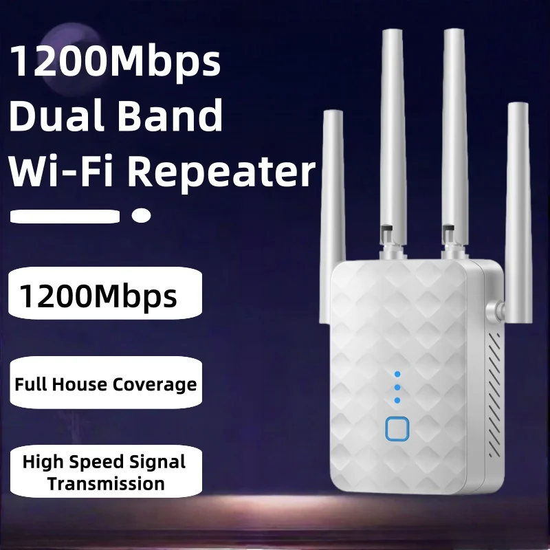 Ripetitore WiFi Dual Band 1200Mbps 2.4G/5GHz Wireless WiFi Estensore di segnale Amplificatore Router Amplificatore di segnale di rete a lungo raggio