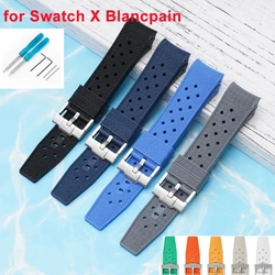 22mm Curved Silicone Strap for BlancpainXSwatch Co Branding Fifty Fathoms Diving Sports With tools Replacement WatchBand