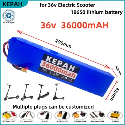 36V 36000mAh 18650 충전식 리튬 배터리 팩 10S3P 1000W 전원 수정 자전거 스쿠터 전기 자동차(BMS 포함)