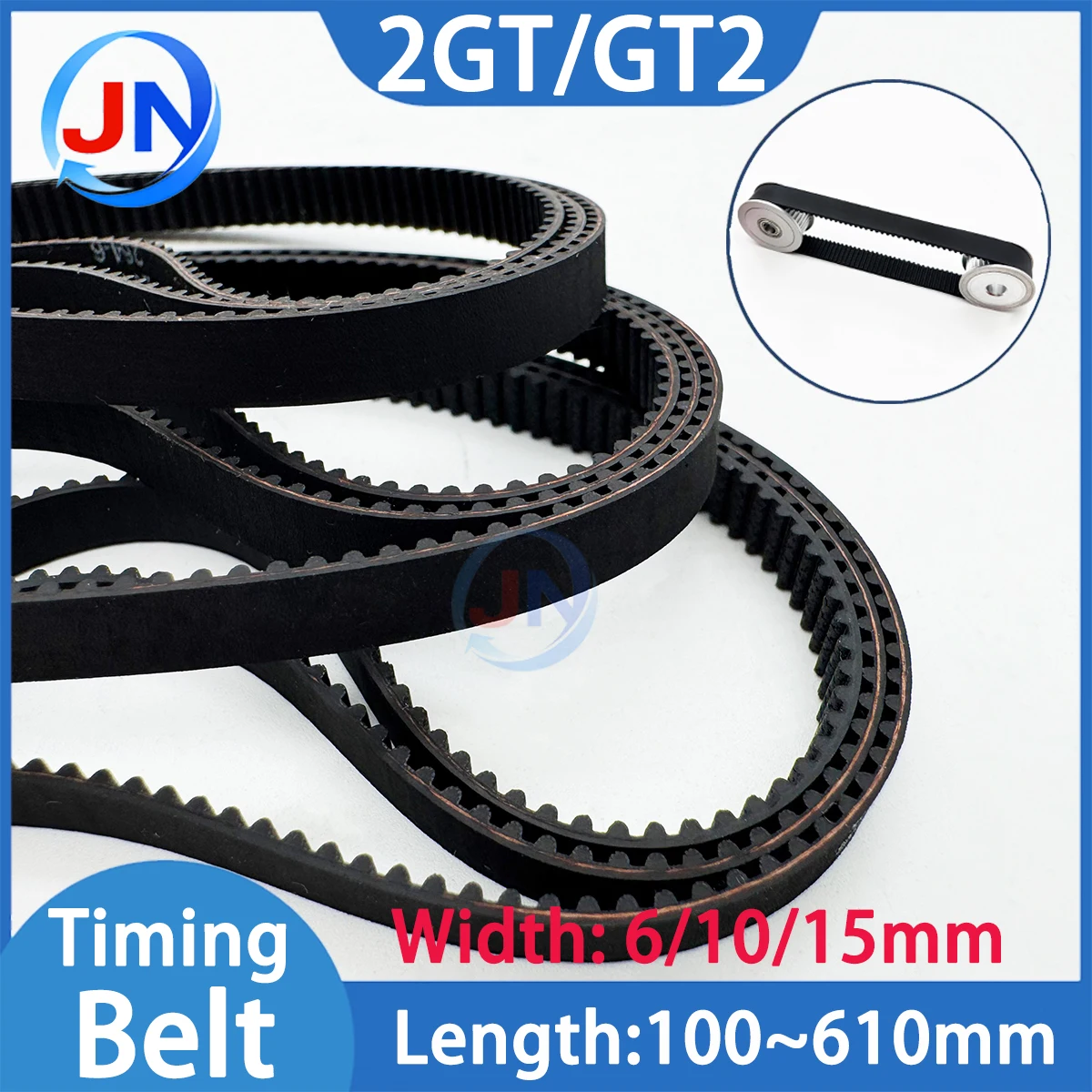 2GT Closed Loop Rubber Timing Belt 100 180 294 350 600 610mm Width 6 10 15mm 3D Printer Parts G2M Synchronous Belt GT2 Toothed