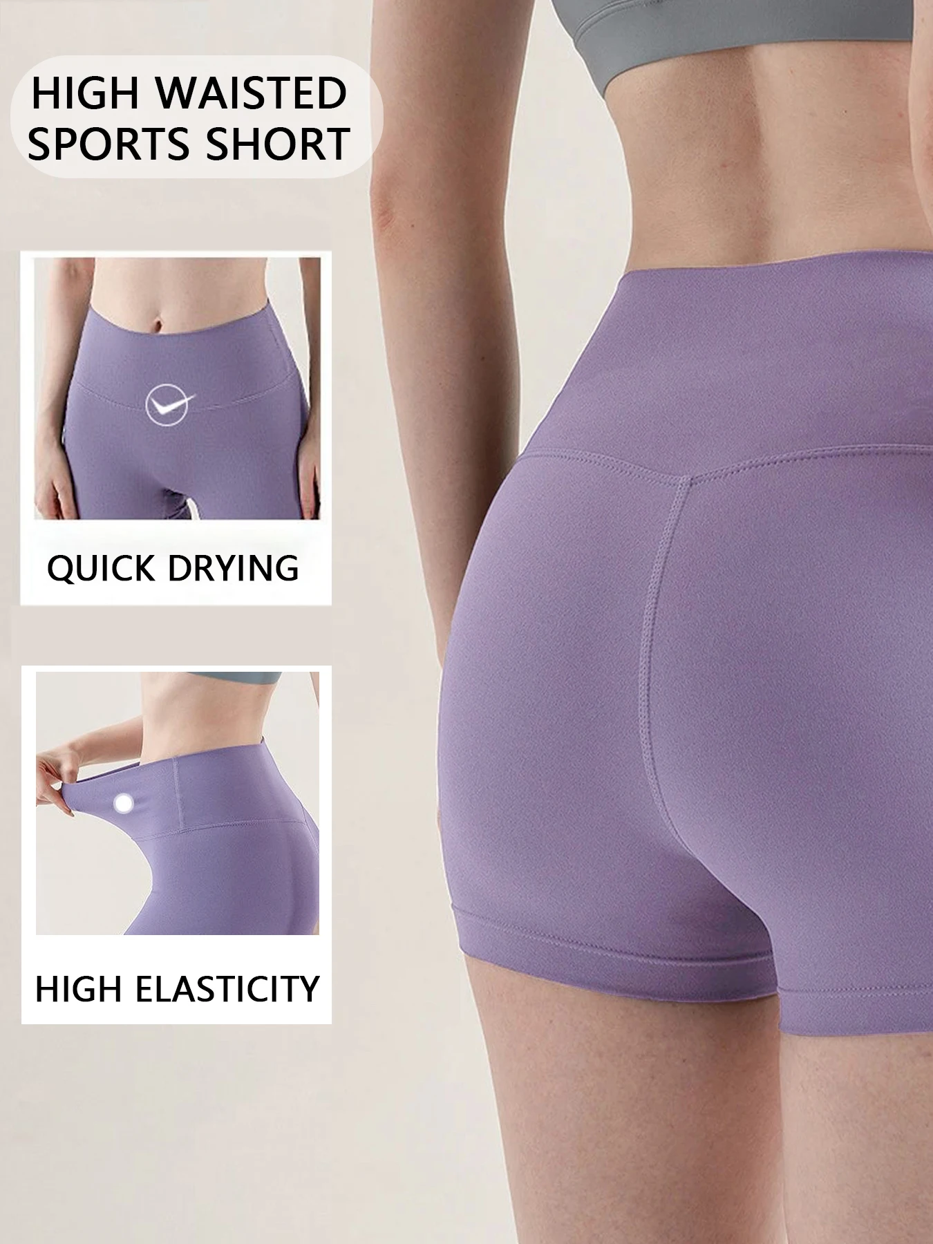Women's High Waist Biker Shorts with Butt Lift - Quick Dry, 3