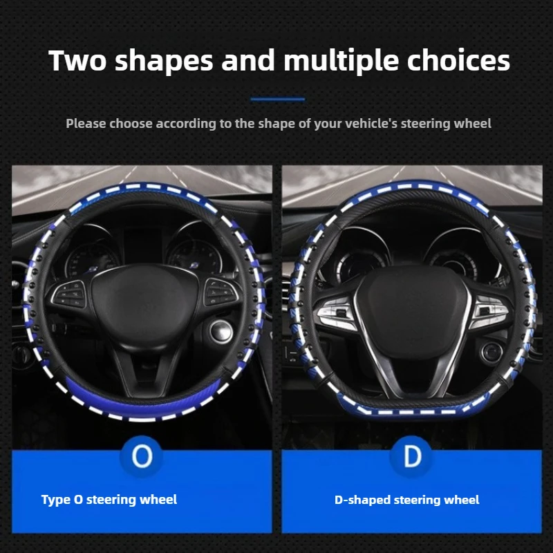 Carbon Fiber Leather Auto Steering Wheel Cover Universal Non Slip Steering Wheel Covers Car Accessories Interior Steering Covers