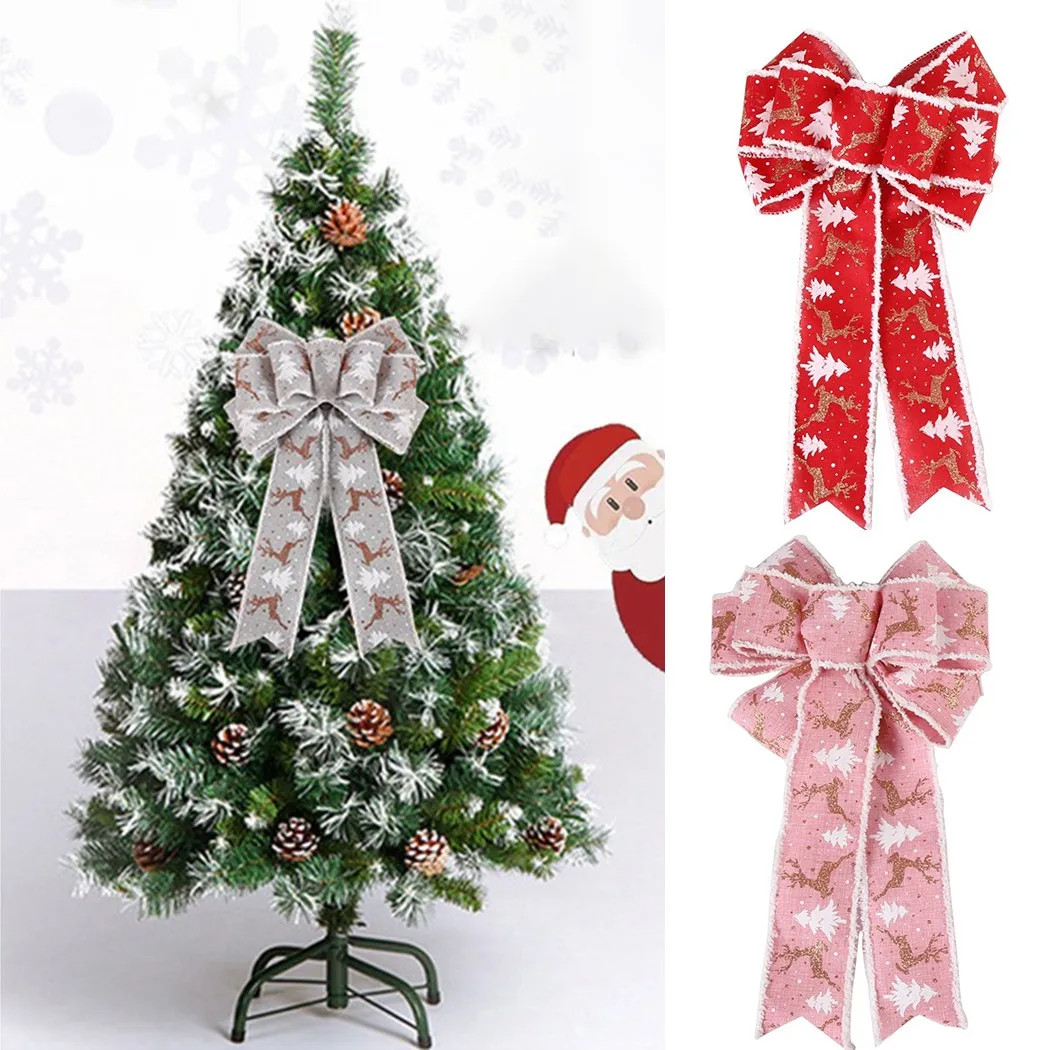 Duże kokardy Ozdoby na choinkę Świąteczne dekoracje na przyjęcie Bożonarodzeniowe do domu Xmas Navidad Natal Nowy Rok 2024