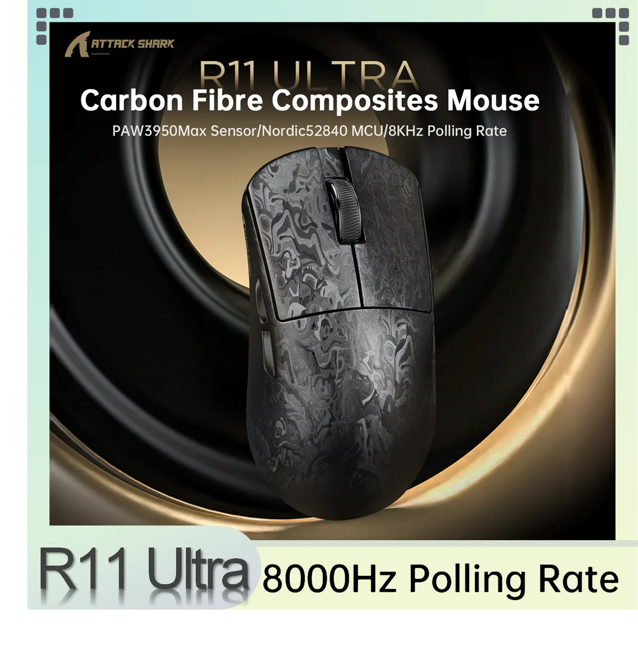 

ATTACK SHARK R11 ULTRA 49g Ultra Light Wireless Gaming Mouse 8000Hz,42000 DPI,20000 FPS, PAW3950MAX, 52840 Main Control Chip
