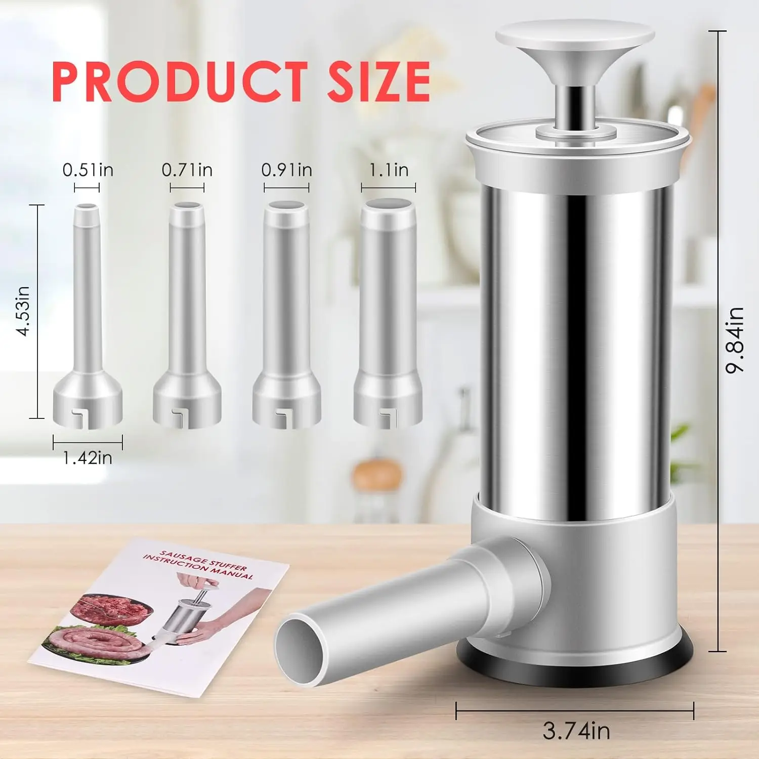 Manual Sausage Stuffer Stainless Steel Making Sausage Vertical Maker Sausage Stuffer Stuffing Tubes For Family