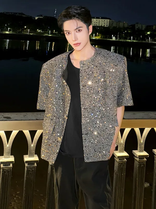 

Укороченный жакет с подплечниками: роскошное летнее пальто свободного кроя с пятью пуговицами на манжетах, ультракороткая длина