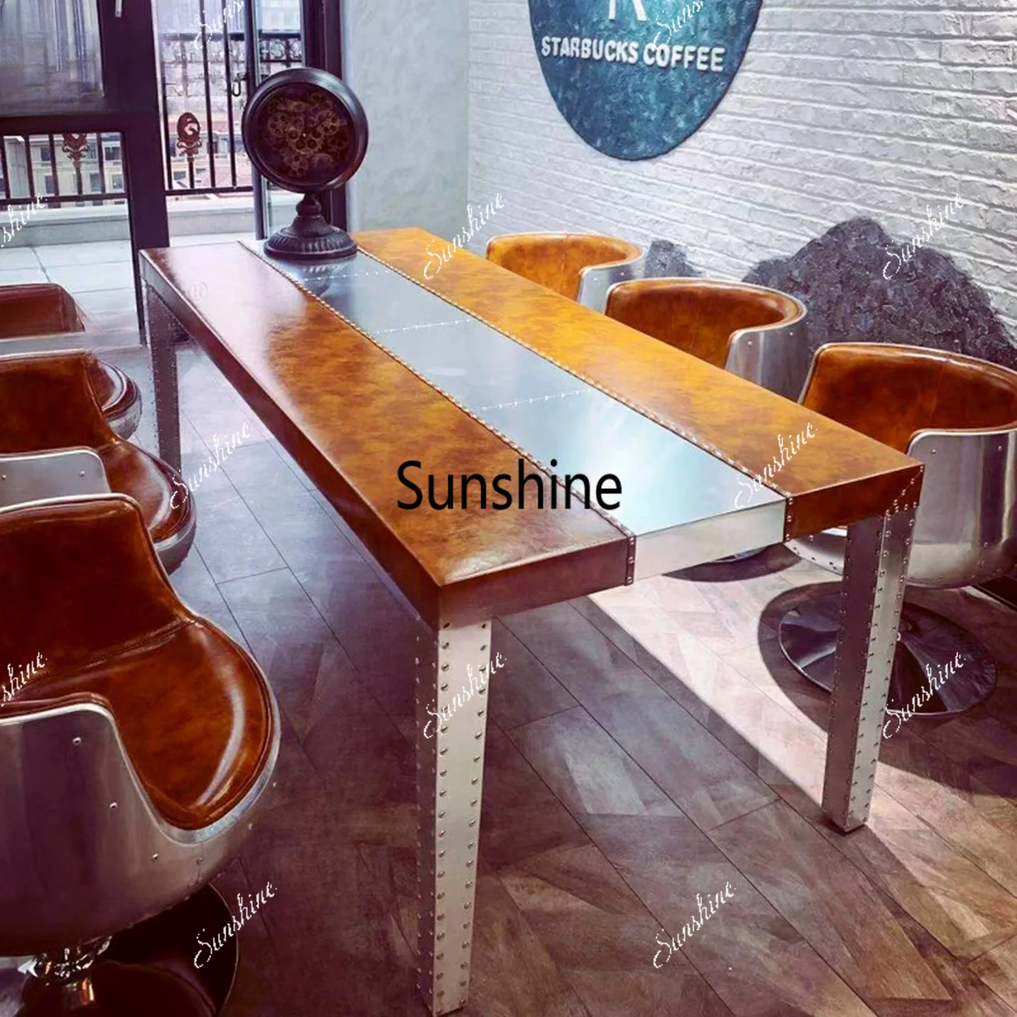 Industrial style conference table creative metal negotiation tea table rectangle