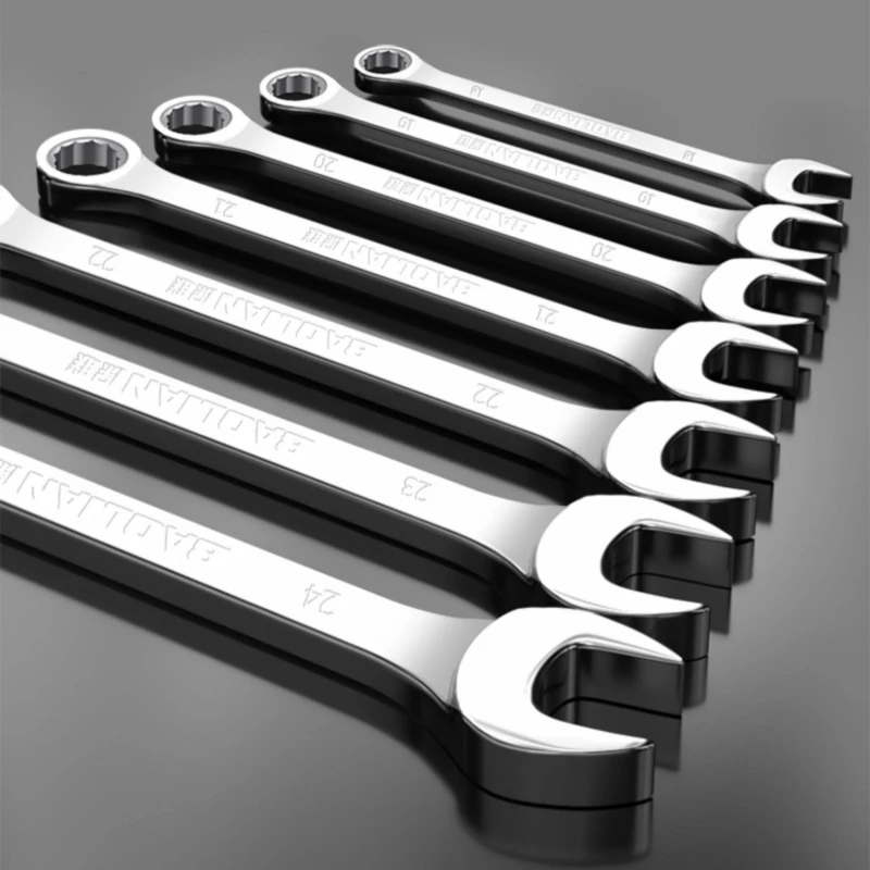 6-50mm 45# Carbon Steel Ratchet Combination Metric Wrench Multitool Key Ratchet Spanners Set Universal Wrench Tool Car Repair