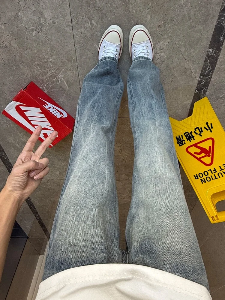 

Cleanfit American High Street Vibe Men's Jeans Straight Leg Slim Fit Waed out Autumn Faionable Casual Polyester Cotton Blend