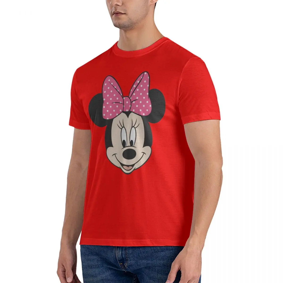 Minnie T-Shirts for Men Disney Mickey Mouse Cartoon Vintage Pure Cotton Tee Shirt O Neck Short Sleeve T Shirt Graphic Tops