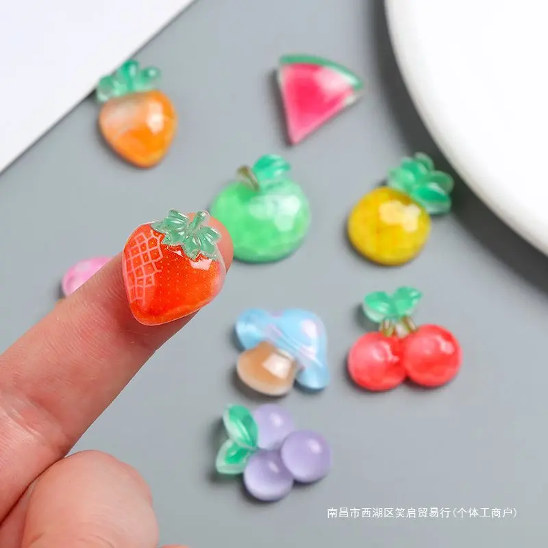 Cartoon Semi Transparent Fruit Cream Adhesive DIY Phone Case Material Pack Handmade Hair Accessories Resin Accessories