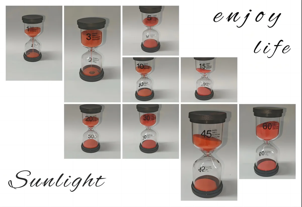 Hourglass Black and Red - 9 Options (1 to 60 Minutes) - Learning Timing, Kitchen Cooking, Table Decoration, Time Management