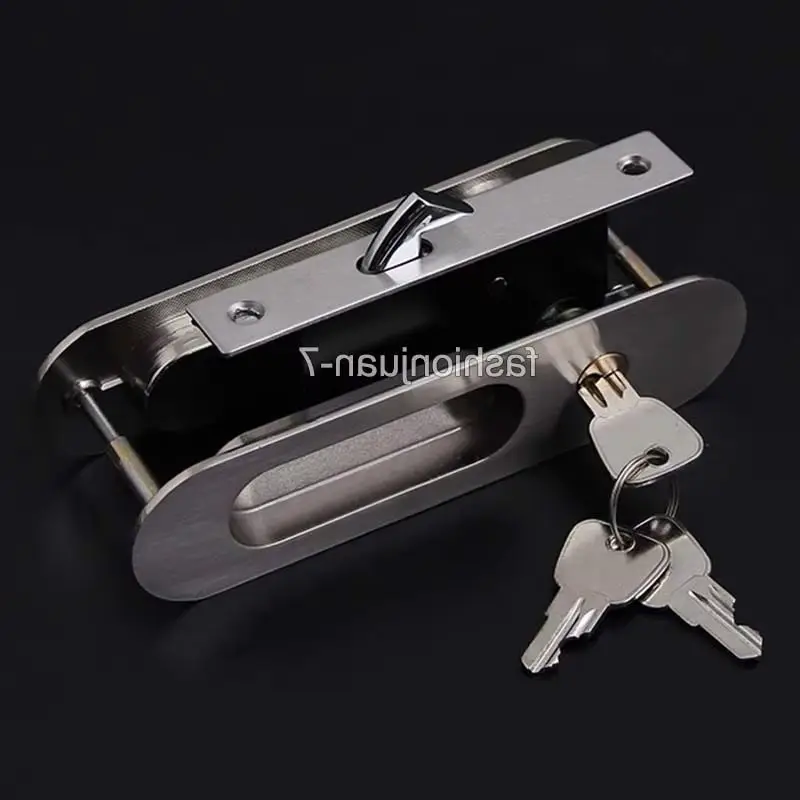 Brand New Security Sliding Door Locks Mortise Hook Lock Set Kitchen Balcony Flush Door Pull Locks with Keys