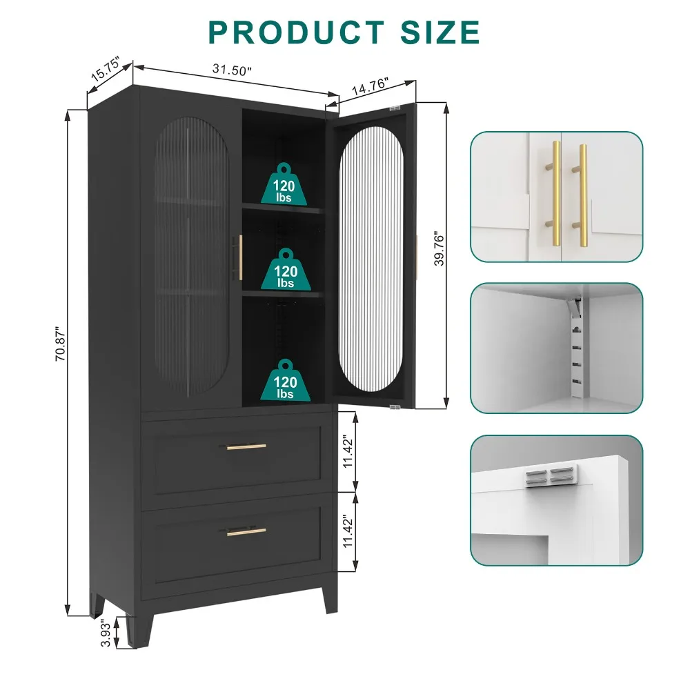 2 باب 2 درج خزانة خزانة تخزين متعددة الوظائف مع
