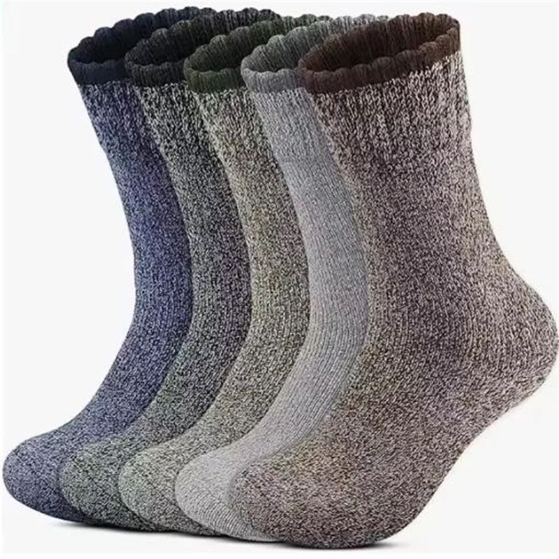 5 Pairs Merino Wool Socks for Male Women , Super Thick Hiking Sock Men's Thermal Socks for Cold Weather Men Women Snow Socks