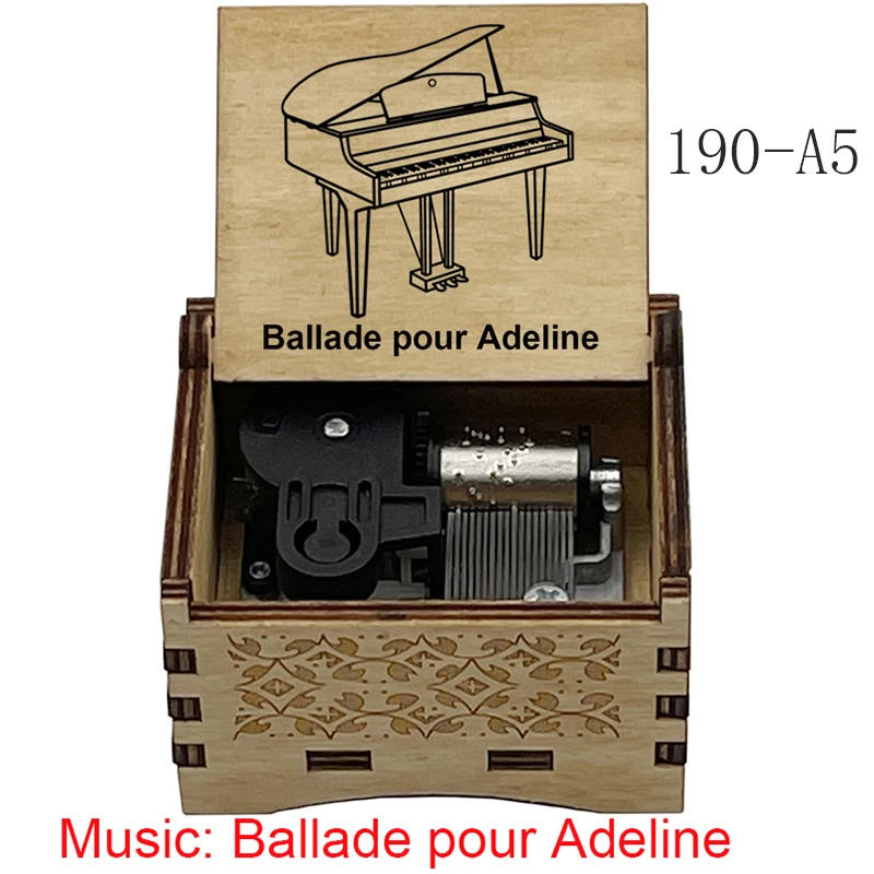 Ballade pour Adeline Music Box Wood Wind Up Musical Box for piano guitar musical instrument fans friends Birthday gift