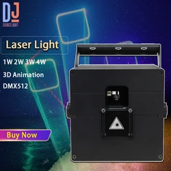 1W 2W 3W 4W 3d Full Color Animatie Laserlicht Dmx512 Muziek Voice Control Beam Patroon Effect Dj Ktv Party Show Stage Effecten