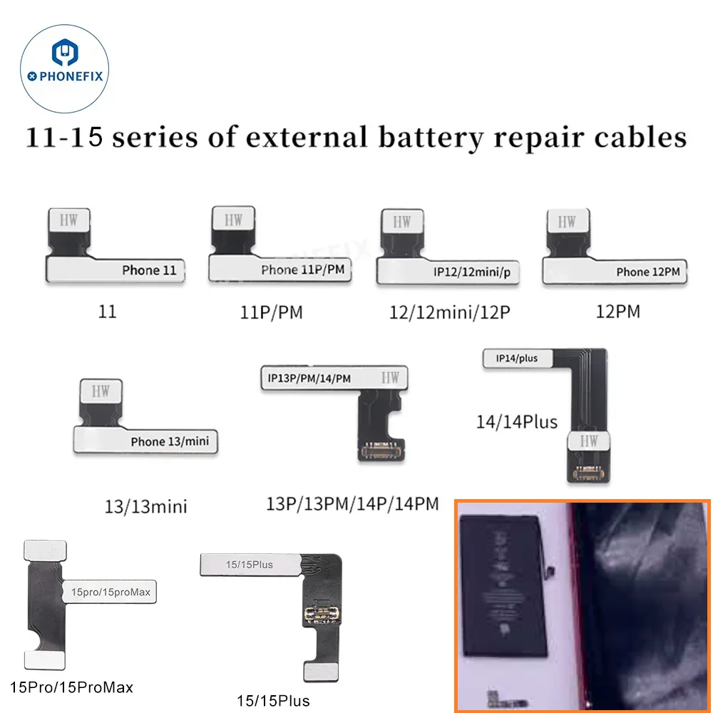 PHONEFIX NO Need Programmer 2.0 Battery Tag-on Flex Cable for iPhone 11-15 PM Fixed Unable to Verify this Battery Error Message