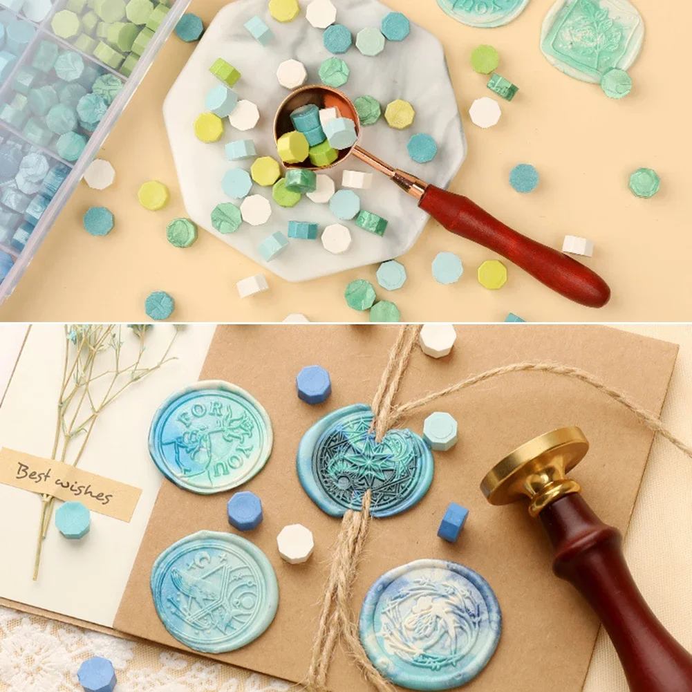 100pcs Octagon Sealing Wax Beads Mixed Color Seal Stamp Wax Tablet Pill for Envelope Wedding Invitation Waxes Craft Decoration