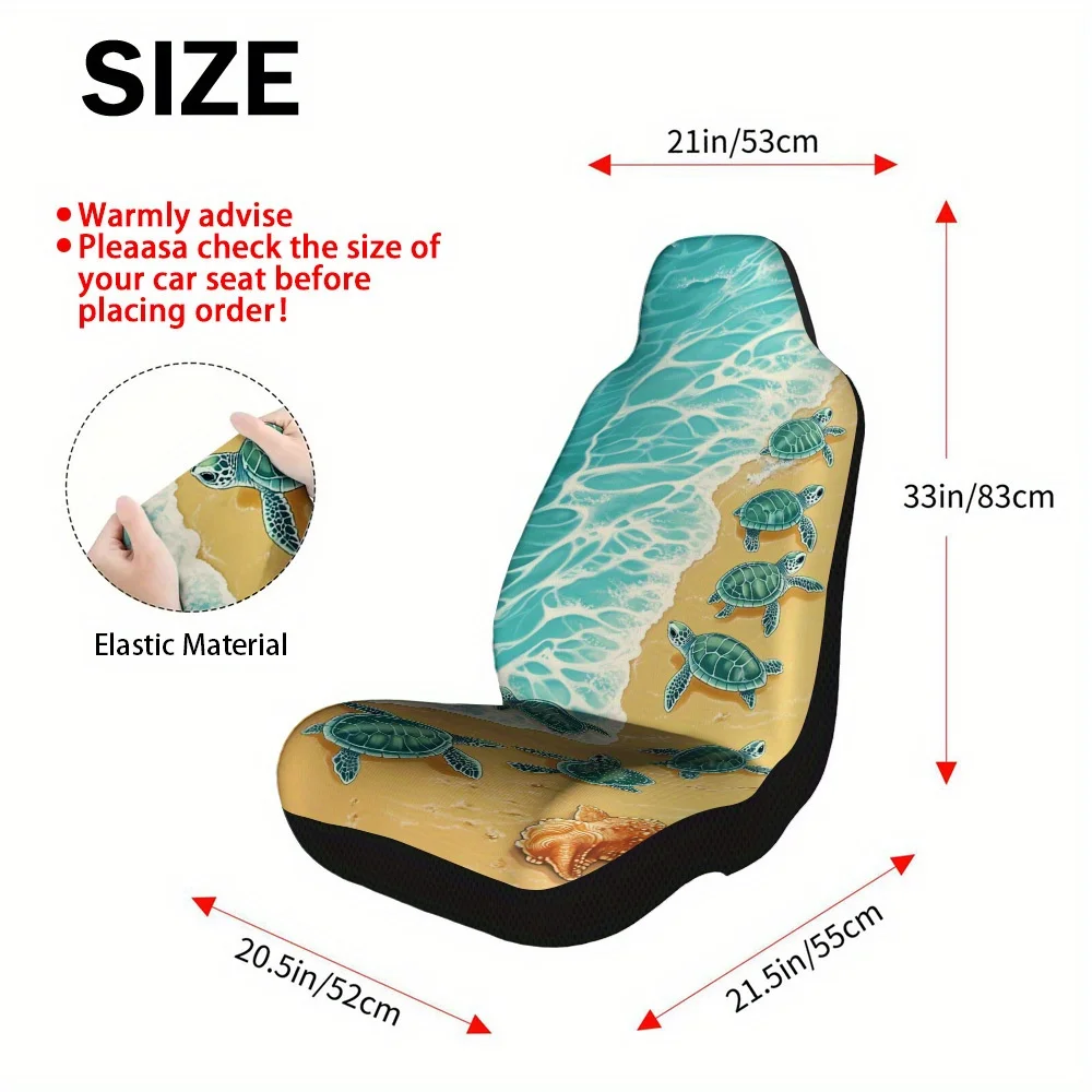 2pcs Turtle Voyage To Ocean Car Seat Covers For Front Seats, Fit For Cars, Trucks, SUVs, Sedans, Offering Maximum Protection An