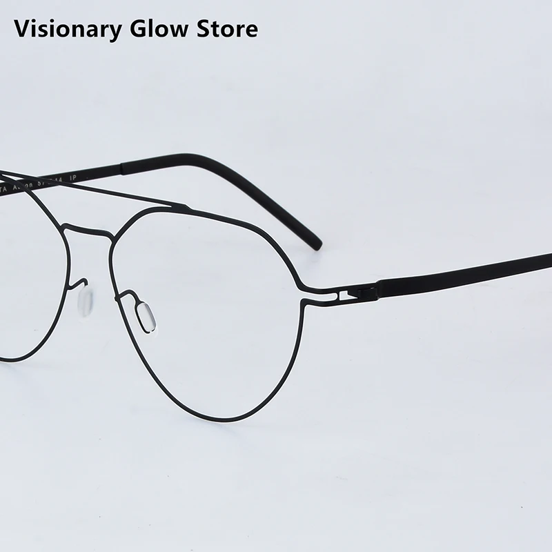 

Ultralight Double Beam Big Glasses Frame Fashion Trend Men Women Pilot Eyewear Oval Aaron Denmark Brand Glasses blue Colorful