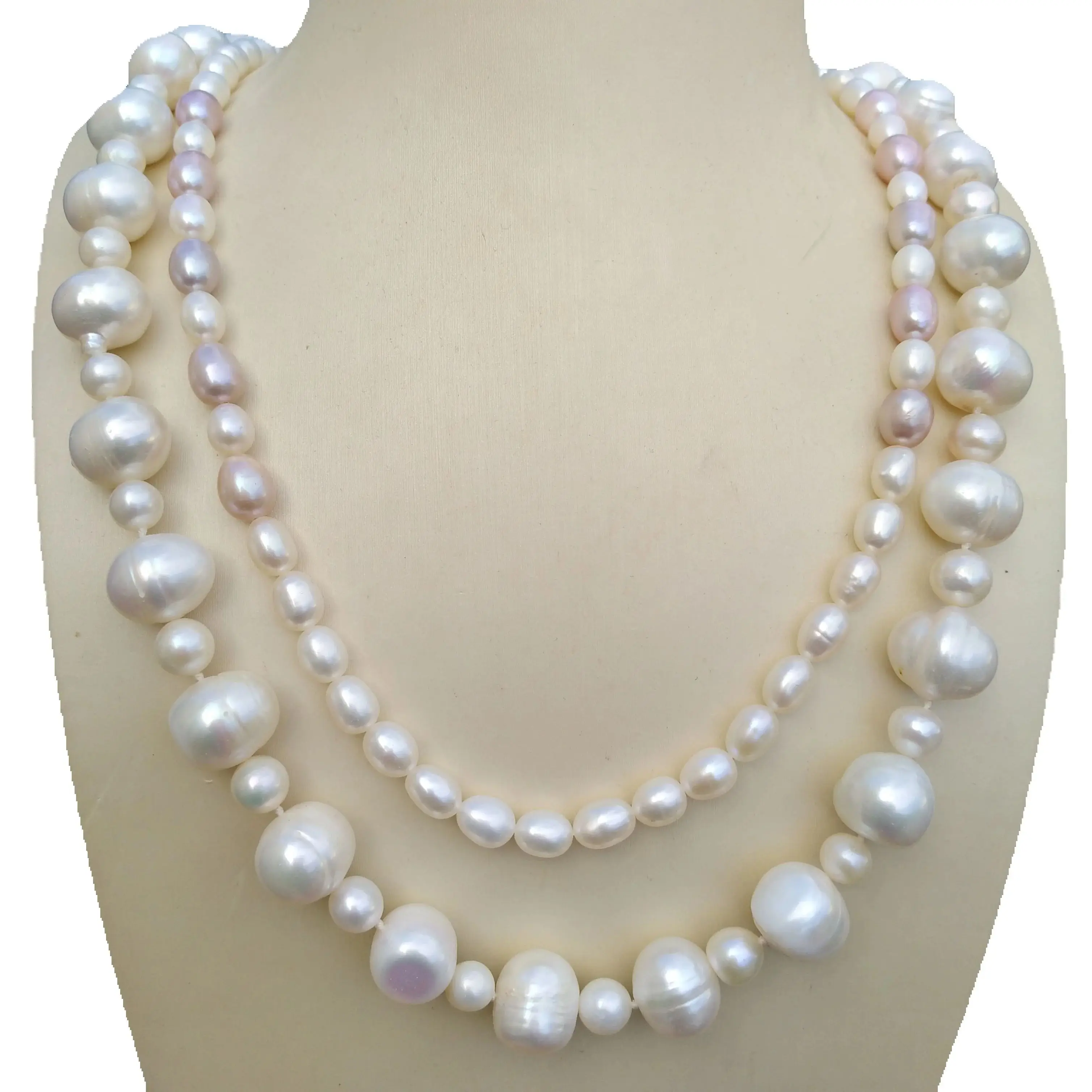 

Three Strand Genuine Natural AAA+ South Sea White Pearl Necklace Please See More Photos With Pearl Details.