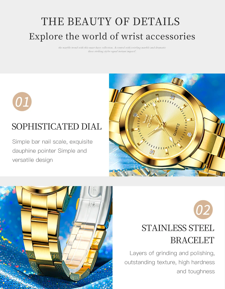 OPK Luxury Quartz Watch for Women Elegant Stainless Steel Watch Luminous Waterproof Gold Diamond Wristwatch Ladies Dress Watch