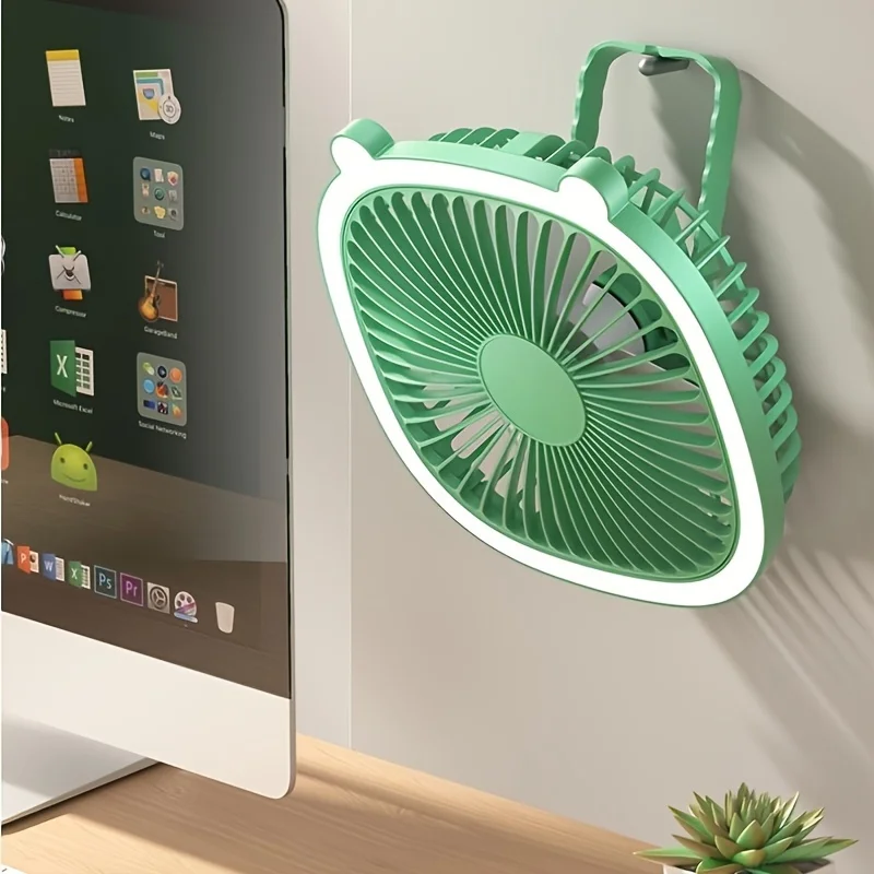 1pc Ultra-Quiet Portable Mini Fan - LED Light, 3-Speed, Rechargeable & Durable - Versatile Mount for  Office, Best Gift for Frie