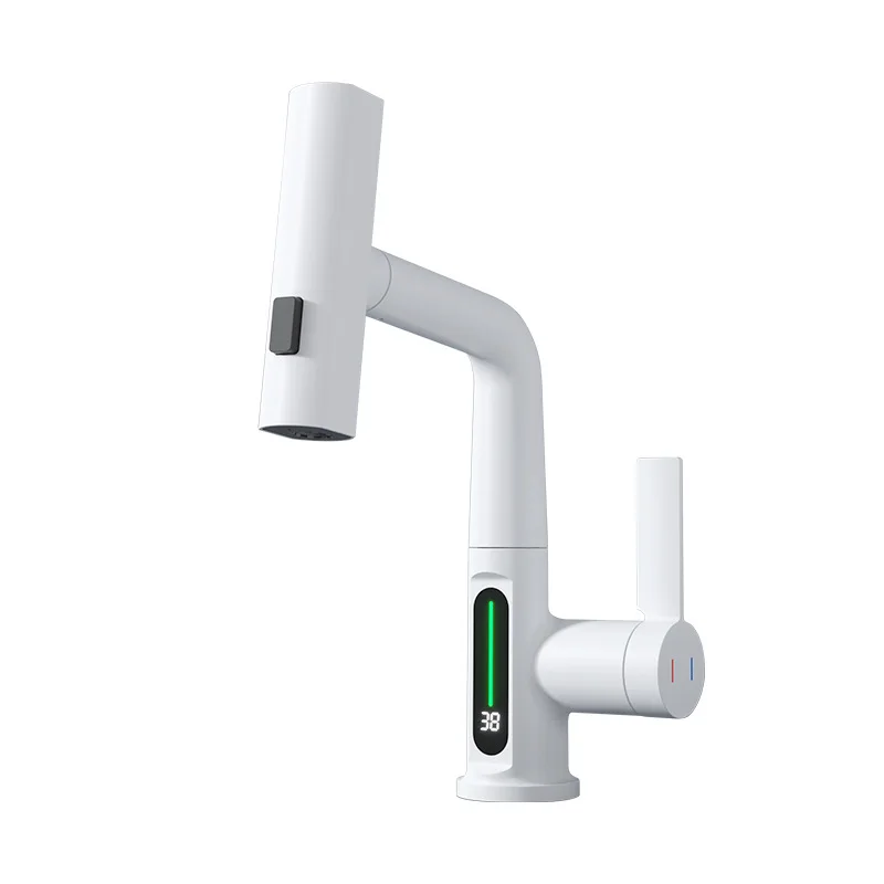 

Intelligent digital display basin faucet household bathroom cabinet wash basin multi-functional hot and cold splash-proof faucet