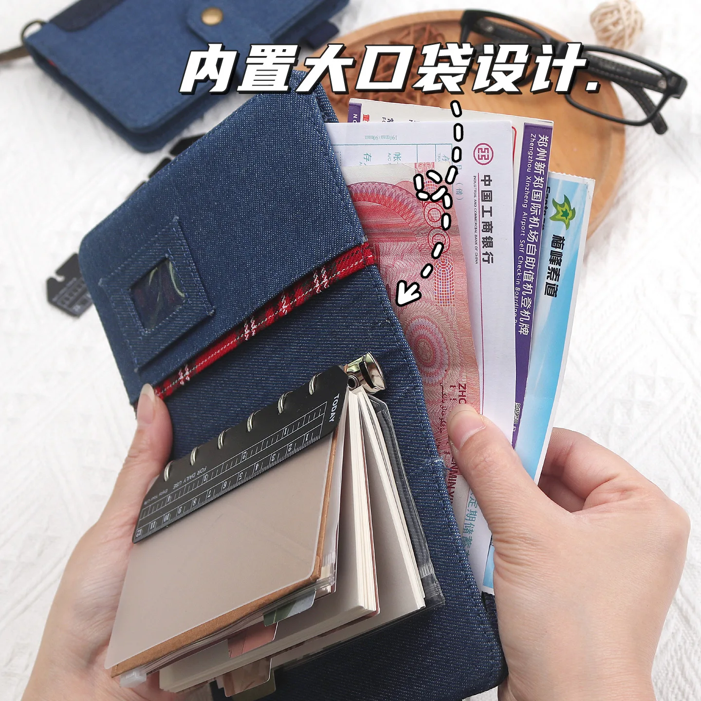 A7サイズの手作りデニム製リフィル可能なノート - ヴィンテ - Vintage Leather Journal Notebook のレビューと価格