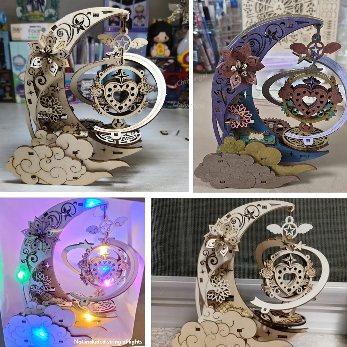Puzzle 3D en bois, modèle lune et étoile, Kits de construction de boîte à musique, décor artisanal rotatif, jouet éducatif STEM, cadeau pour adultes, adolescents et enfants