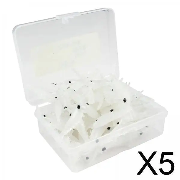 

5xSilicone Shrimp Lures Set Simulation Fishing Baits Freshwater White