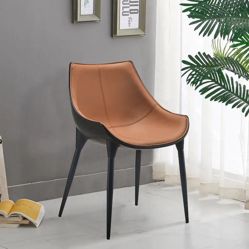 

Light Luxury Orange Dining Chair Minimalist Designer Leisure Chair Simple Modern Premium Back Chair High-end Italian