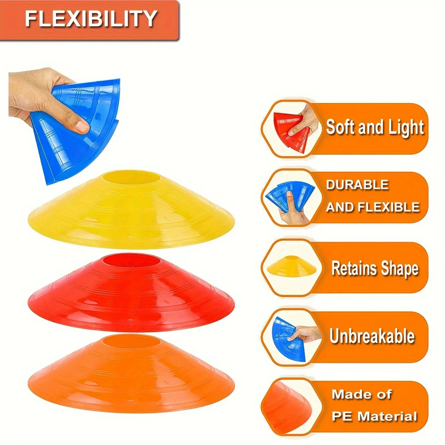 

50pcs Thickened Soccer Cones With Carry Bag And Holder For Sports Training, Football, Basketball Practice Equipment
