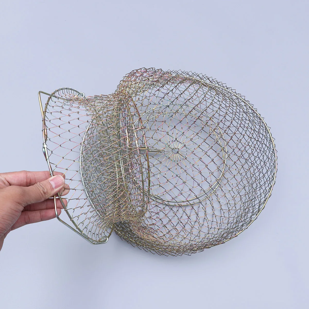 

30 CM Fish Basket Fishing Net Tools Accessories Steel Wire Foldable Crab Trap Fishnets