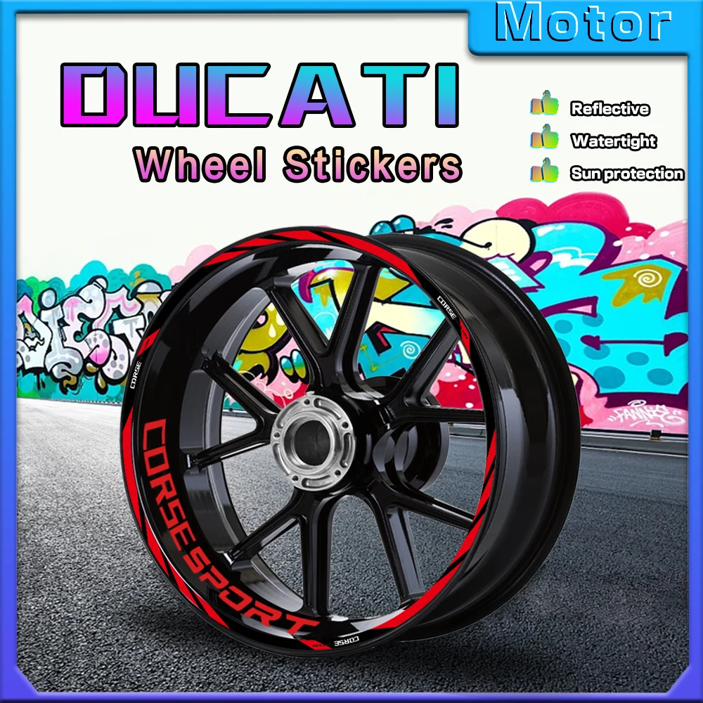 For Ducati monster 696 821 937 diavel multistrada 1260 1200 panigale v4 848 Motorcycle Wheel Rim Sticker Decal Hub Stripe Tape