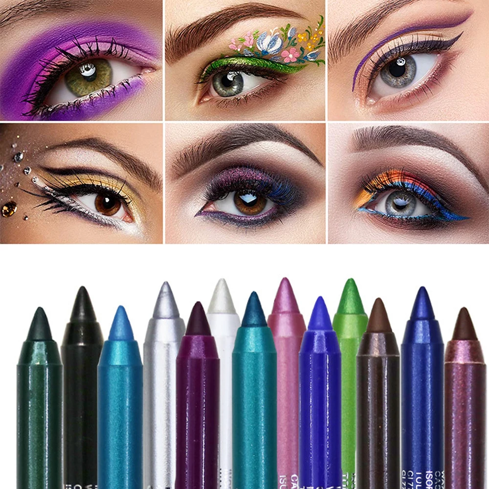 1Pcs Eyeliner Wasserdichte Augen Bleistift Langlebige Farbige Eye Liner Braun Schwarz Blau Eyeliner Stift Make-Up Frauen Kosmetik werkzeuge