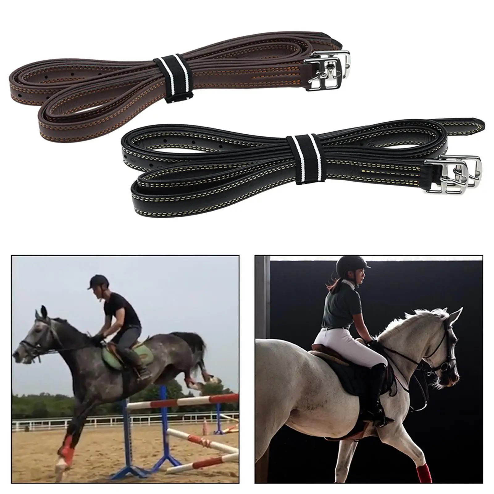 Soft Microfiber Stirrup Leathers Stainless Steel Buckle Horse Saddle Belt Accessories Equestrian Riding Equipment for Stable Use
