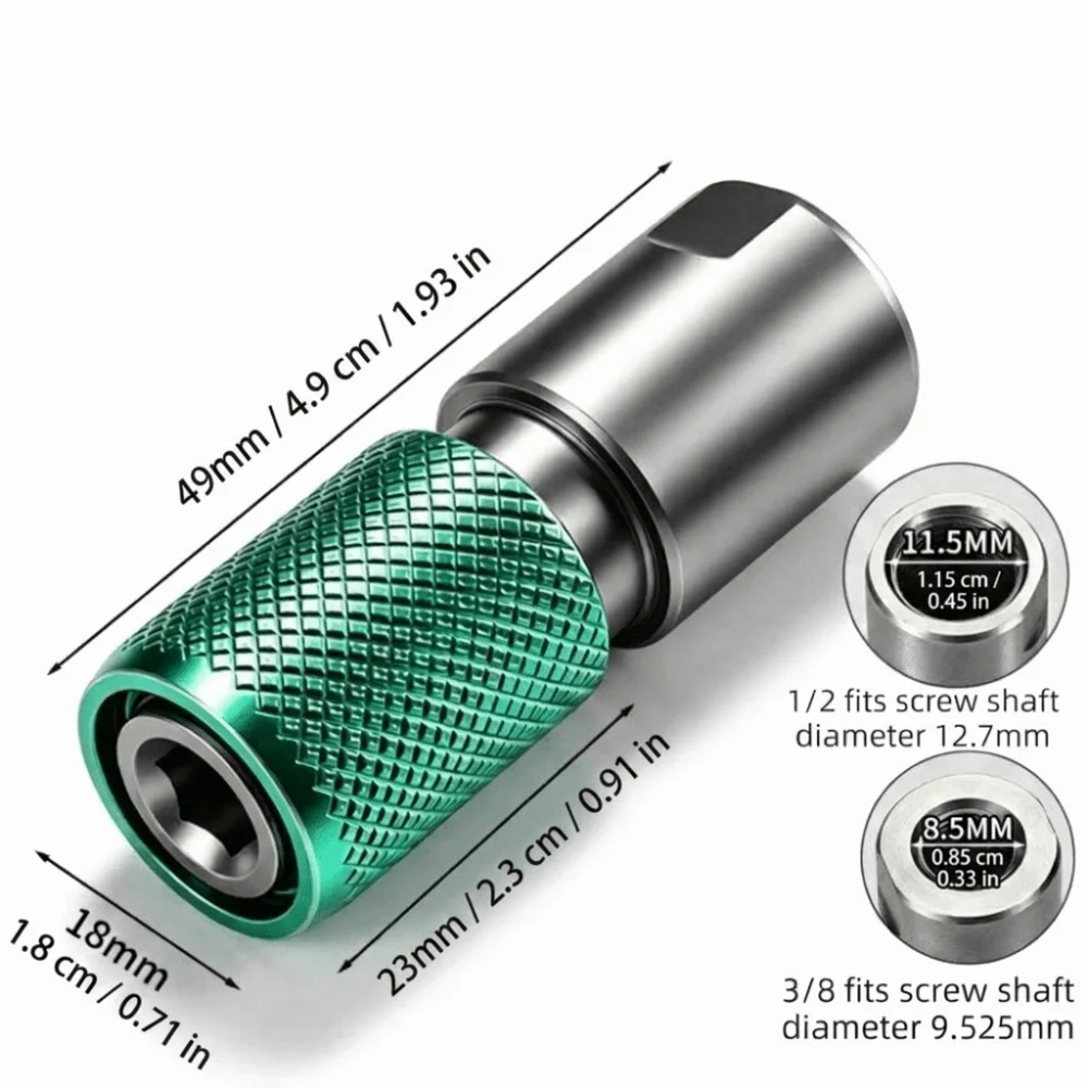 6.5mm Diameter Electric Drill Adapter 1/2-Inch Drive Size 3/8-Inch Drive Size Universal Interface Adapter