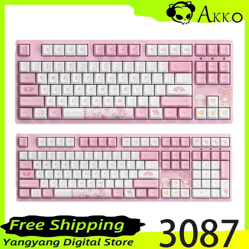 

AKKO 3087 Melody Mechanical Keyboard PBT keycap sublimation cute cartoon image full key rollover wired mechanical keyboard