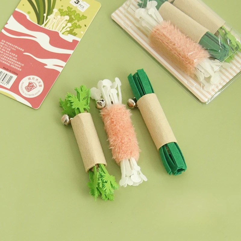 Cat Chew Toy Simulated Vegetable Roll Combination Squeaky Bell Chew-resistant Kitten Toy Teeth Grinding Interactive Cat Toy