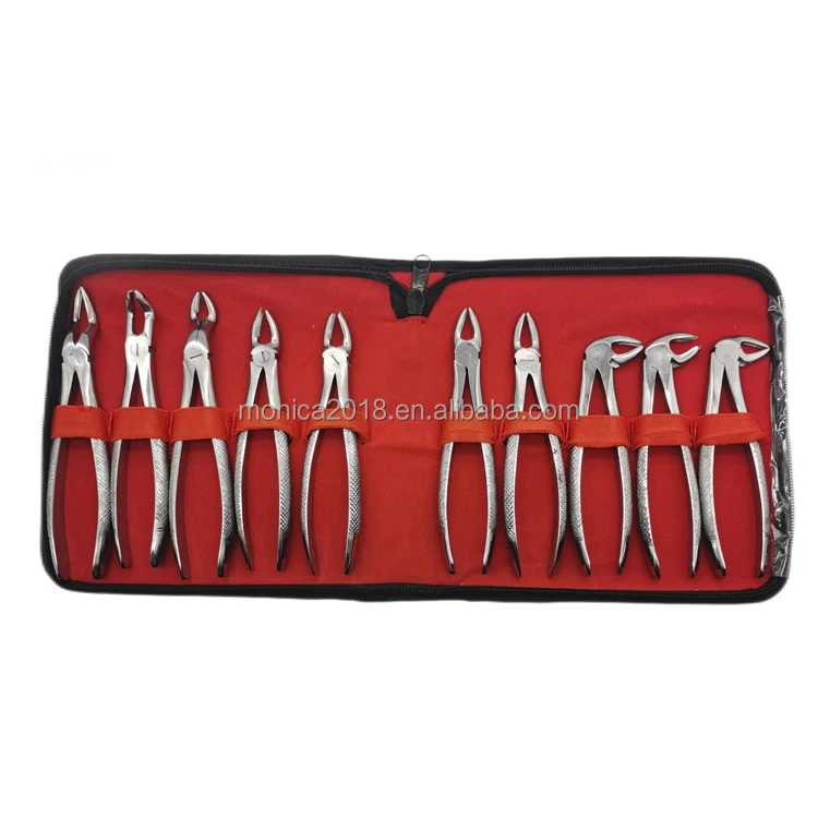 MC-C001 Dentals Adults Extraction Forceps Oral Teeth Stainless Steel Extracting Pliers Set Kit 10pcs/kit for dentist