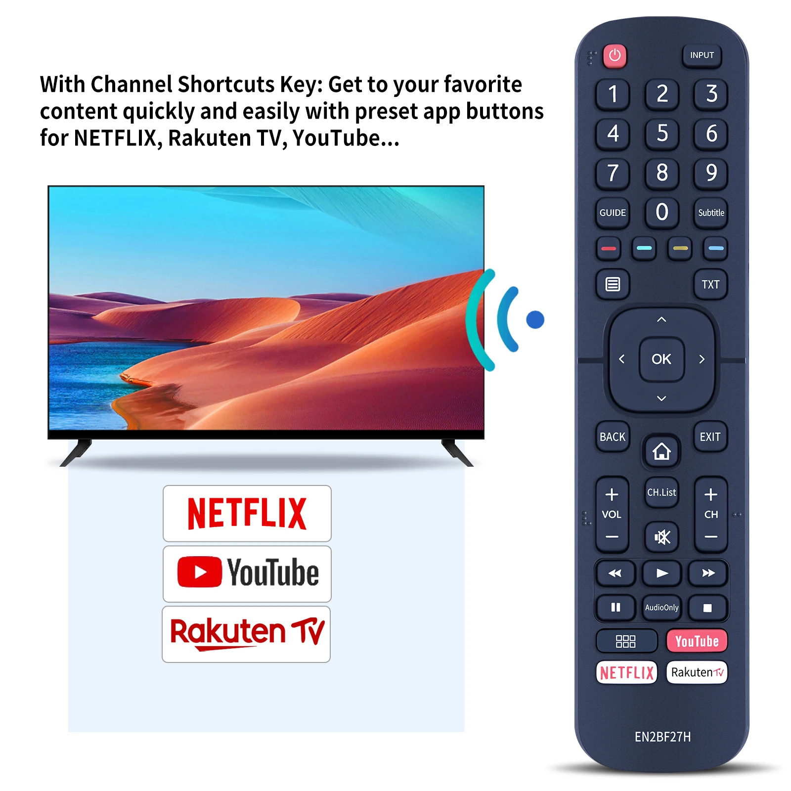 EN2BF27H hisense 社のリモコンを使用する led lcd smart 4 4k テレビ使用 H50AE6030 H50A6140 H58AE6000 H55AE6000 H43A6140 H43AE603