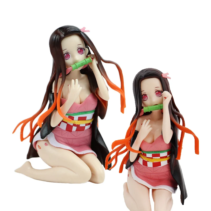 12CM Anime Demon Slayer Figure Kamado Nezuko Sexy Kneeling Pose Model Doll PVC Static Decoration Collection Gift Toys