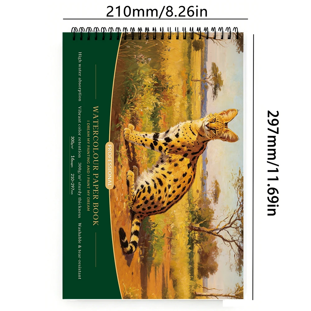 A4 A5 300GSM Thick Watercolor Sketchbook, 16 Sheets Acid Free Watercolor Paper Pad Portable Art Drawing Notebook for Artists Stu