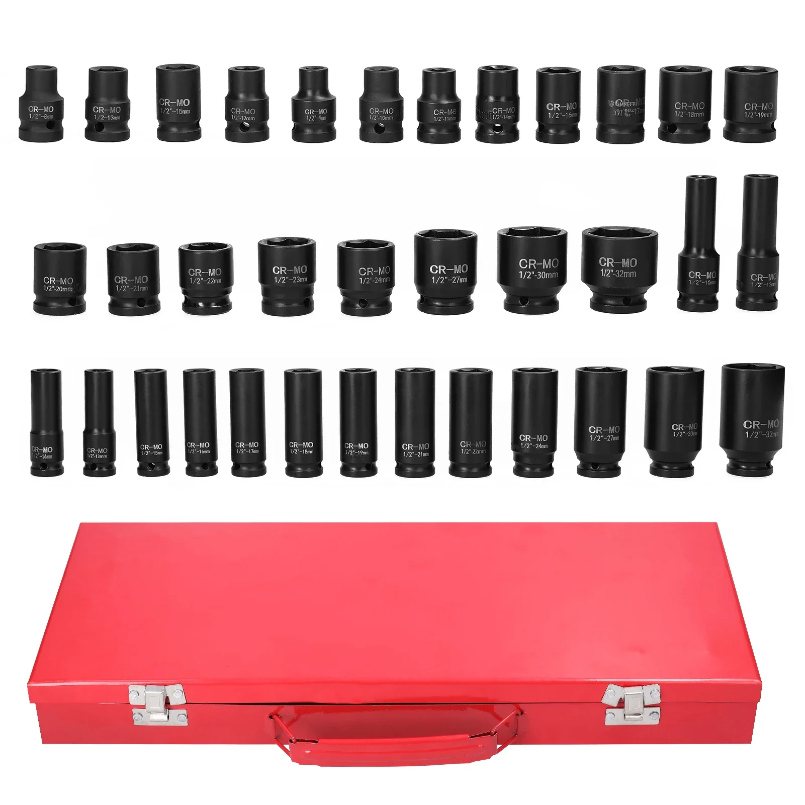 35PCS 1/2inch Drive Metric Impact Socket Set Metric Drive Deep Socket Wrench For Air Pneumatic Repair Tools 12.5mm Dropshipping